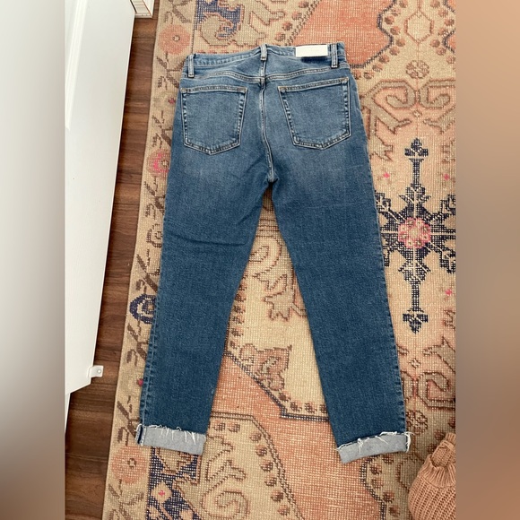 Re/Done 90’s High Rise Ankle Crop destroyed Knees Jeans in Dusk - Picture 7 of 7